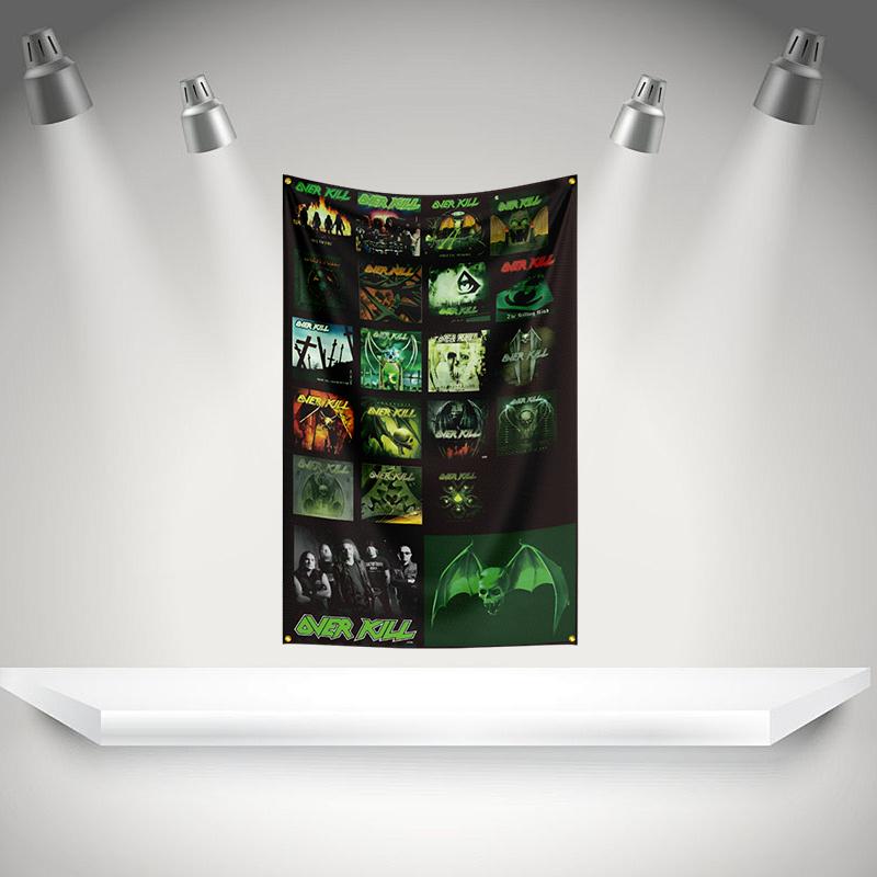 O-overkills Flag Rock Music Band Banner HD Printing Tapestry Exhibition, Music Band Fans, Garage Decor
