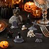 Dark Halloween Scene Set Miniature Resin Ornaments, Micro Landscape Desktop Decor, Horror Street Sign Props Accessories for Fish Tank Aquarium