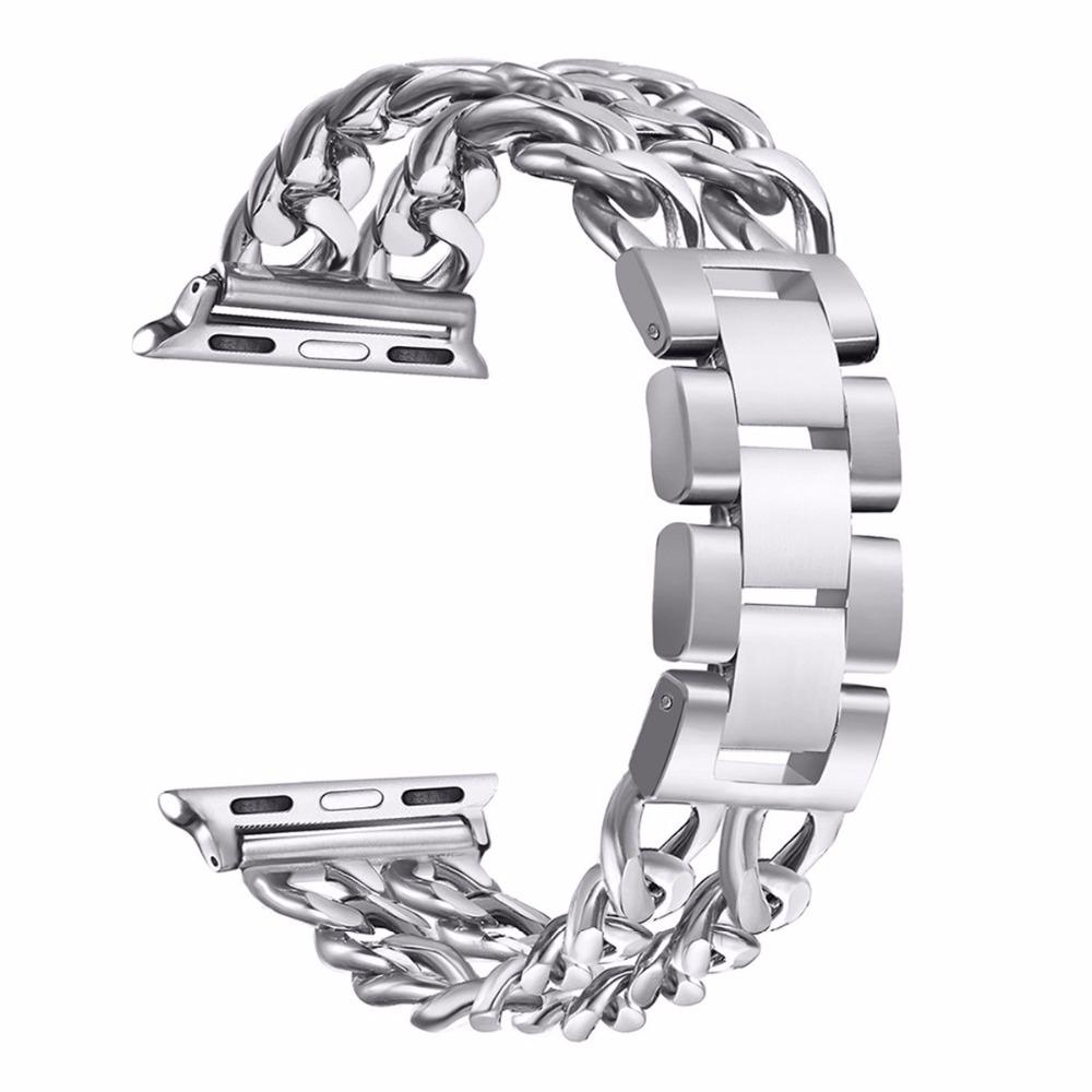 Steel Wrist Watch Band for Apple Watch Series 10 46mm/Ultra 2 Ultra 49mm/9 8 7 45mm/SE (2023) SE (2022) SE 6 5 4 44mm/3 2 1 42mm