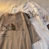 Summer Small Fresh Short Sleeved T Shirt Men and Women Couple Tide Brand Retro Cartoon Cat Printing Half Sleeve T Shirt