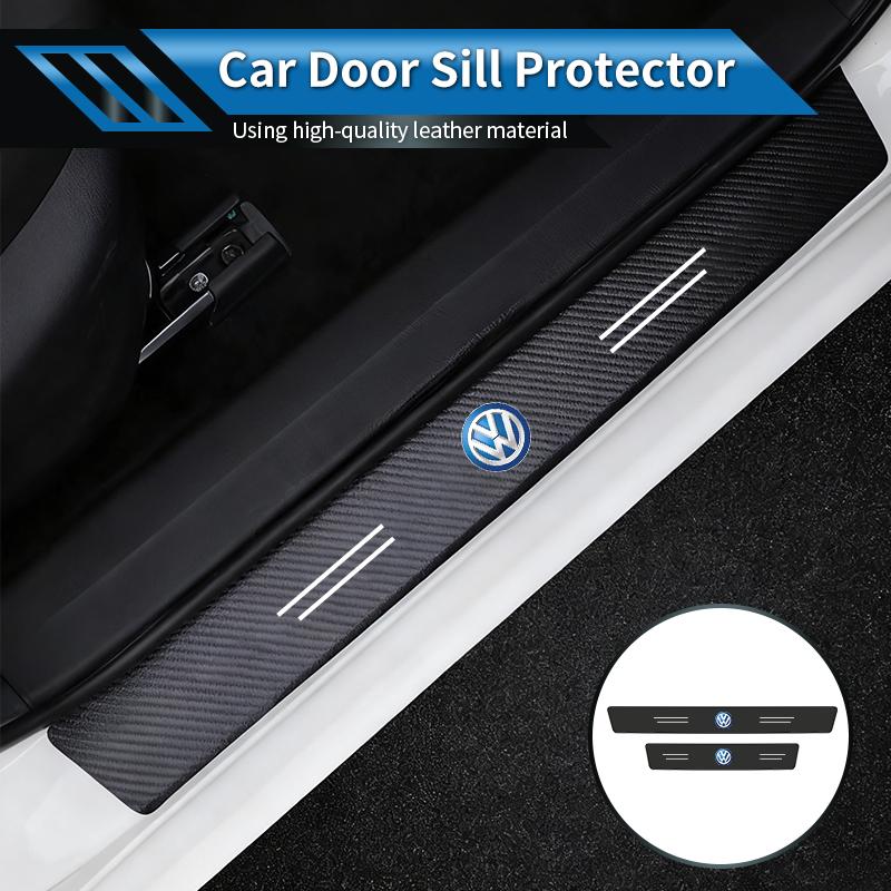 Leather Car Door Plate Threshold Protector Strip Sticker For VW Scirocco Jetta Beetle Golf Passat Polo Tiguan Sharan Touran zw9