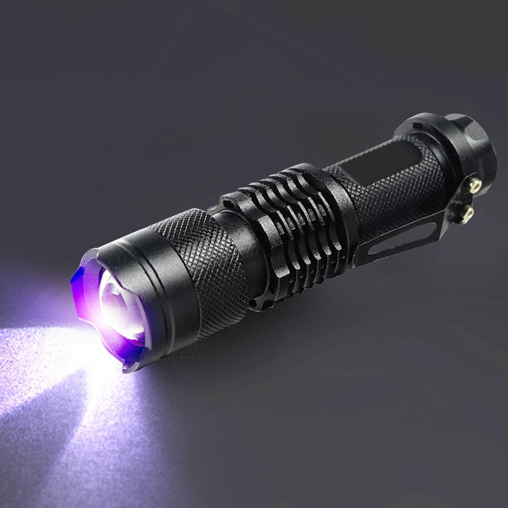 LED UV Flashlight 365/395nm Portable Mini Ultraviolet Torch Waterproof Zoomable Violet Light Pet Urine Scorpion Detector UV Lamp