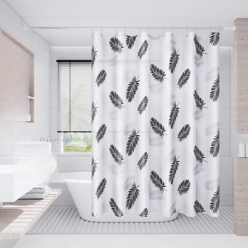 Transparent Waterproof Shower Curtain Bathroom Translucent Partition Curtain Easy Clean Wipe Mildew Proof Curtains with Hooks