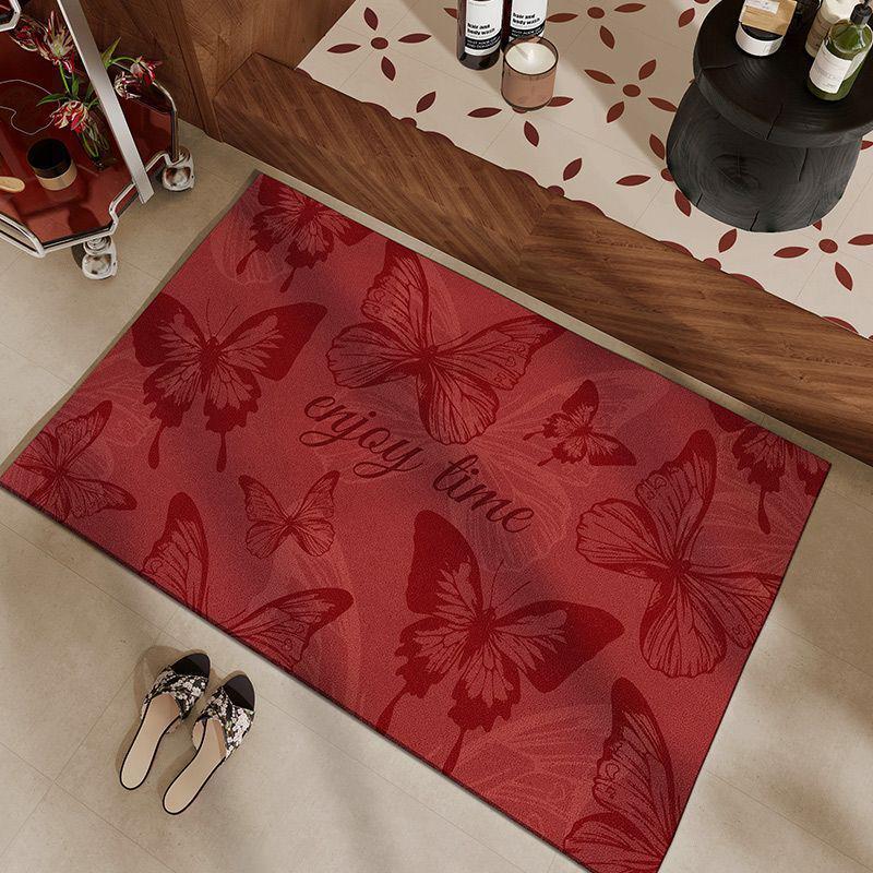 Luxury Red Butterfly Diatom Mud Bathroom Mat - Non-slip, Quick Dry, Water-Absorbent 40*60cm