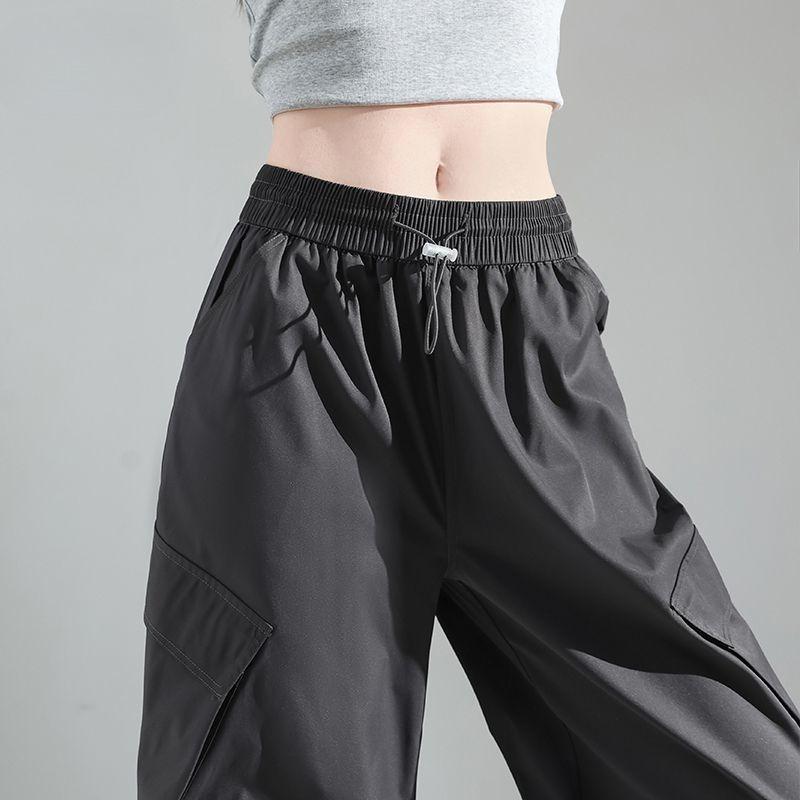 Fashionable American Cargo Pants for Women Summer High Waist Slimming Wide Leg Retro Casual Outfit
