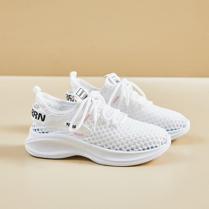 Fashion 2024 Autumn Women's Breathable Casual Vulcanized Shoes Mesh Flat Bottom Gym Comfortable Breathable Thick Sole Light Sports Shoes