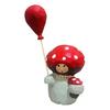 Wooden Mushroom Figurine Hand-Carved Mushroom Elf Holding A Balloon Rustic