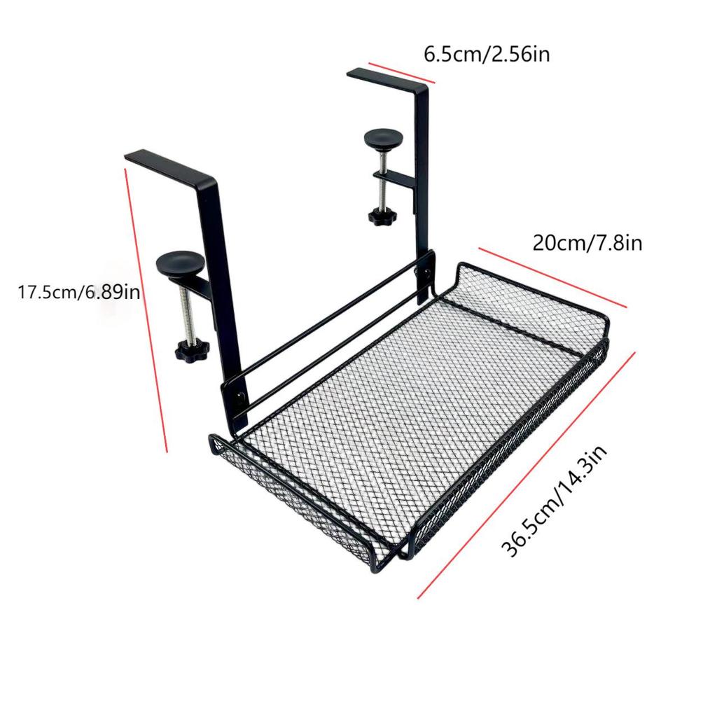 No-Drill Under-Desk Cable Management Rack and Storage Shelf