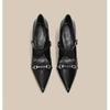 Versatile and not tired, small size high heels, black fashion 2025 foot year, new metal women's high heels temperament