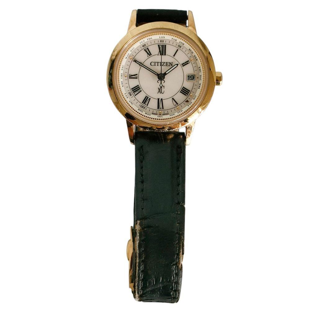 Used Good CITIZEN XC Cross Sea Titania Line Happy Flight Eco Drive Analog Watch ec1142-05b Gold Color Ladies Old Clothes Used USED