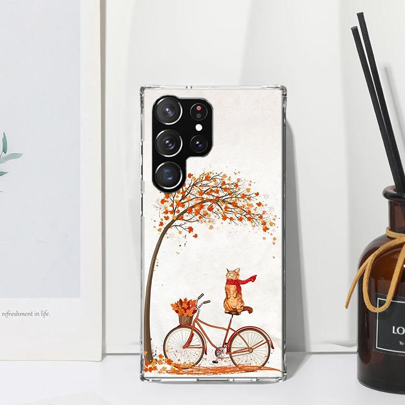 Kitten Cat Christmas Pumpkin Phone Case For Samsung Galaxy S25 S24 S23 S22 Ultra S21 FE S20 Plus S10 + S10E Art Fundas Back Cove Samsung S25