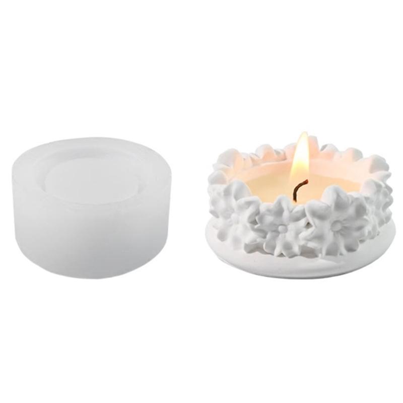 

Flower Embossed Silicone Candle Cup Molds for Candlestick Tealight Holder Gypsum Decoration Epoxy Resin Silicone Molds S