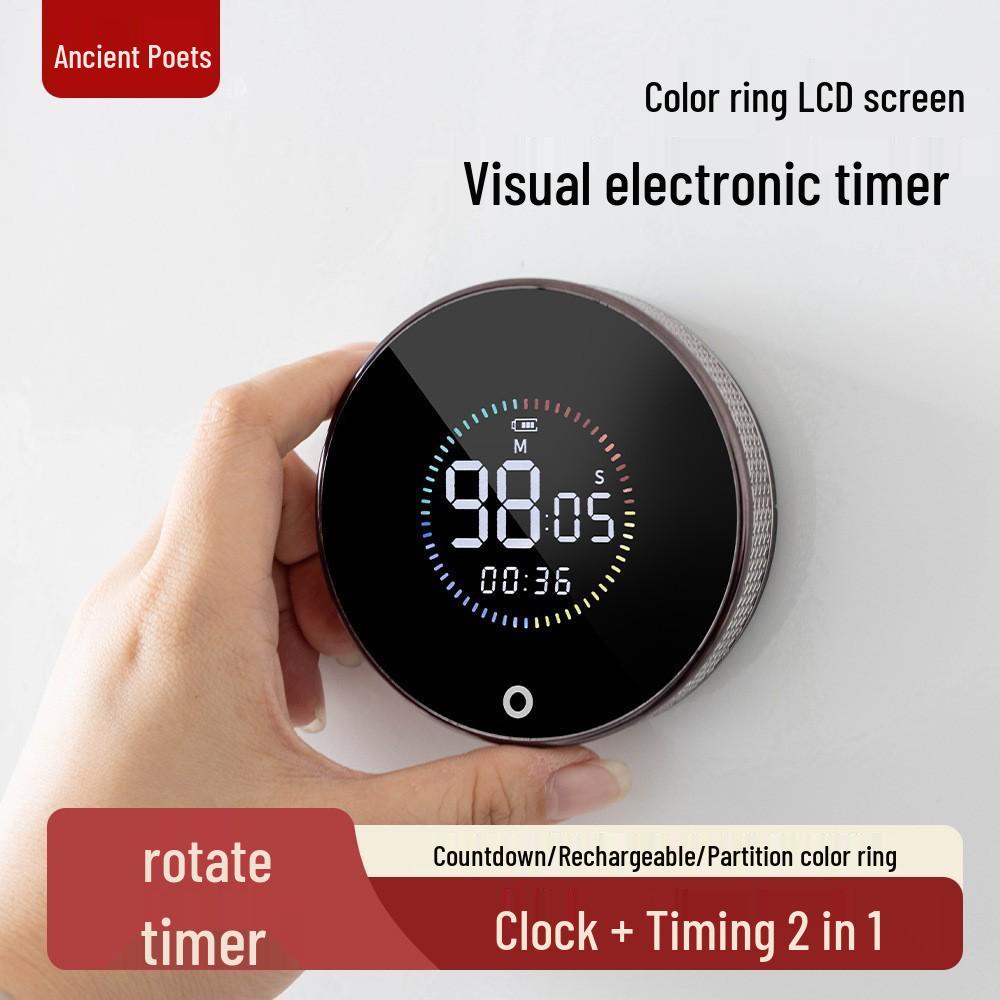Multifunctional Electronic Rotating Timer Kitchen Alarm Stopwatch with Magnetic Reminder