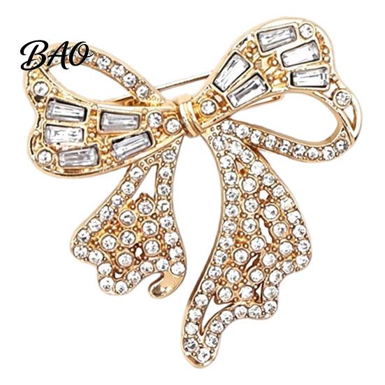 Alloy Lapel Pin Sparkling Rhinestone Bow Brooch, Mini Bowknot Shaped Bag Decoration Brooch Pin, Clothing Jewelry Accessory for Women Girls