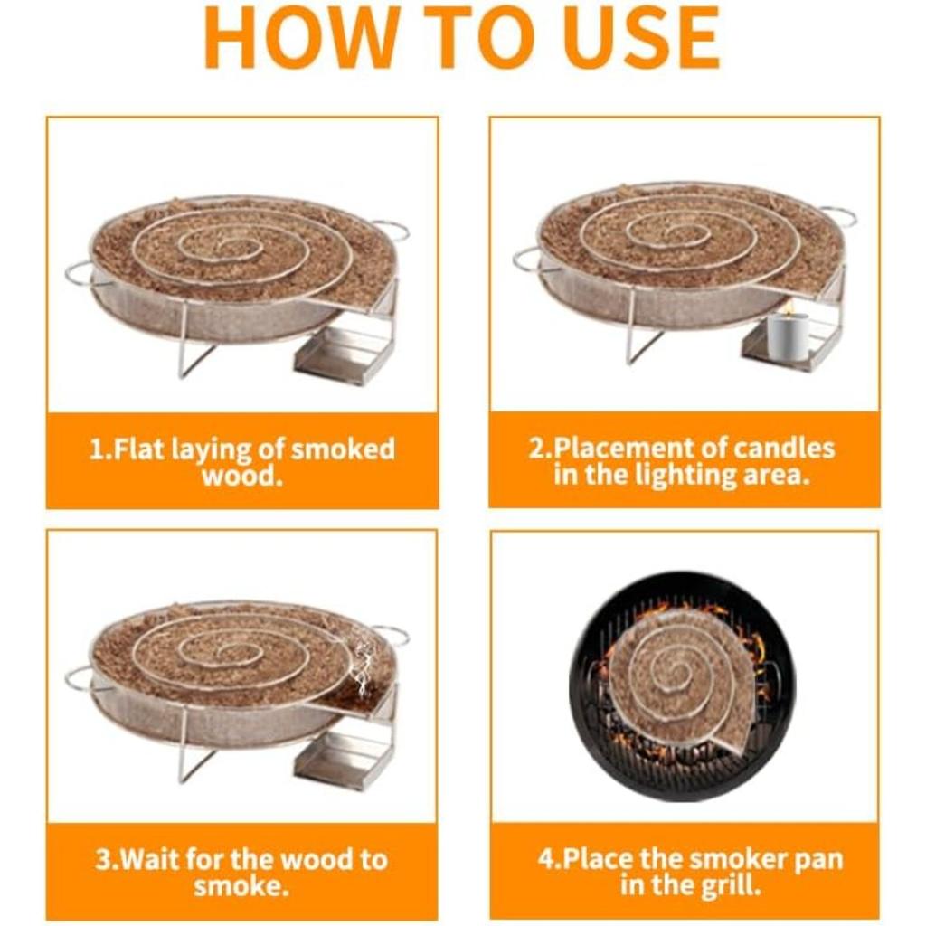 8-Zoll-Spiral-Kaltrauchgenerator für BBQ-Grill oder Smoker, Edelstahl-Pellet-Räucherschale für Heiß- und Kalträuchern, Ideal zum Räuchern von Lachs