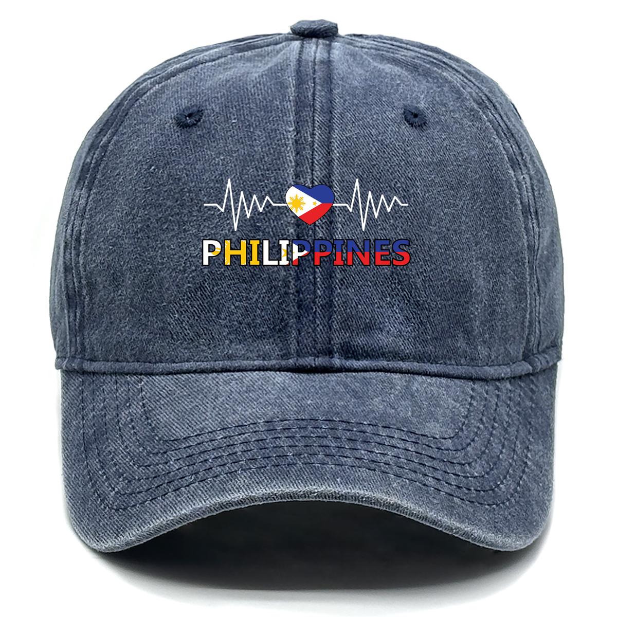 

Heart-shaped Flag of Philippines Washed Cotton Snapback Baseball Caps Man s Cap Sporting Adjustable Baseball Hat