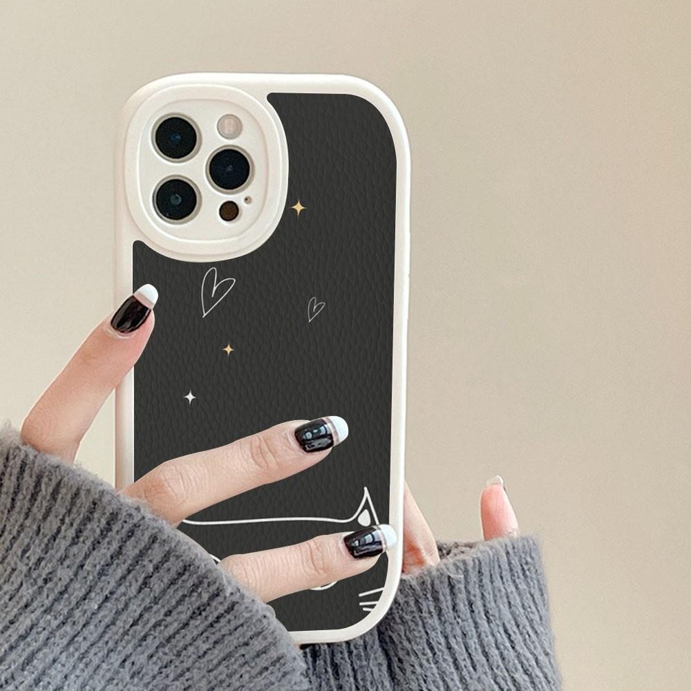 

Милый чехол для телефона Cat Line из твердой кожи для iPhone 14 13 12 Mini 11 14 Pro Max Xs X Xr 7 8 Plus Fundas iPhone 14