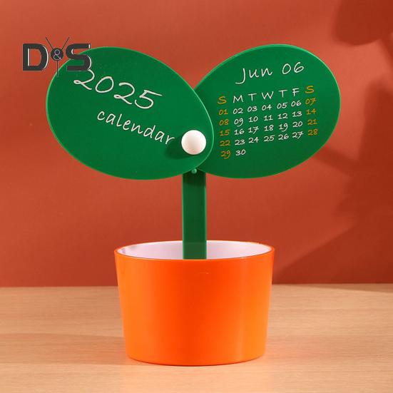 Stolní kalendář na rok 2025 hrnkový rostlinný kalendář se základnou držáku pera Stolní dekorace pro organizér domácí kanceláře