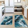 1Pcs Anti Fatigue Kitchen Rugs Blue Marble Textured Waterproof Non-Slip Thick Cushioned Kitchen Mat Heavy Duty Comfort Standing Mat for Kitchen