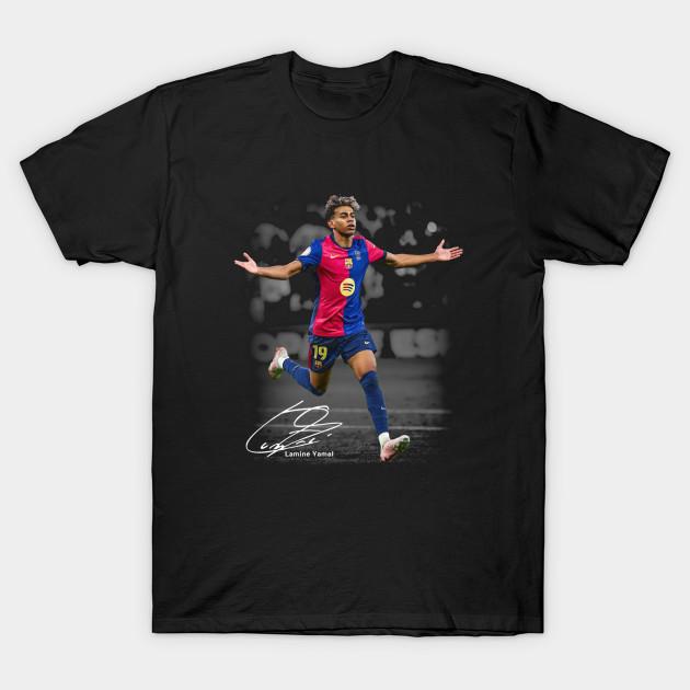 Men Black Print T-shirt Lamine Yamal Moment No-Cut Transfer Paper Print Cotton Tshirt S