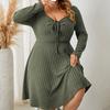 Independent research and development, independent Amazon Europe and the United States new large size dress, square neck dress, cross-border