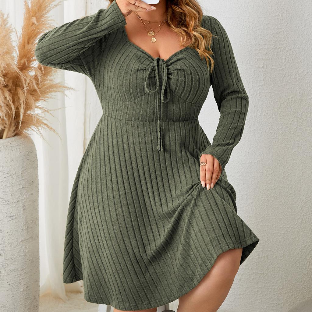 Independent research and development, independent Amazon Europe and the United States new large size dress, square neck dress, cross-border