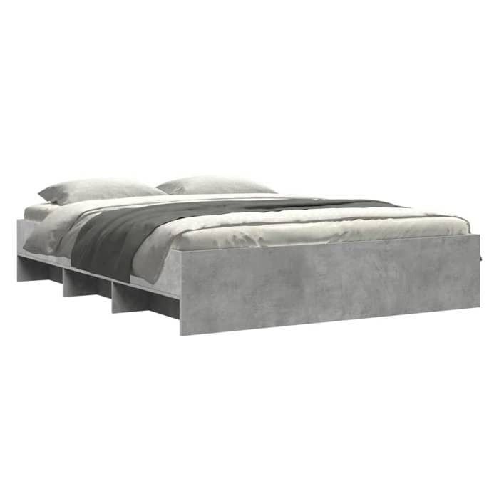 VidaXL Cadre de lit gris béton 160x200 cm bois d'ingénierie, meuble de chambre à coucher, lit double, sommier, lit, cadre de 3295642