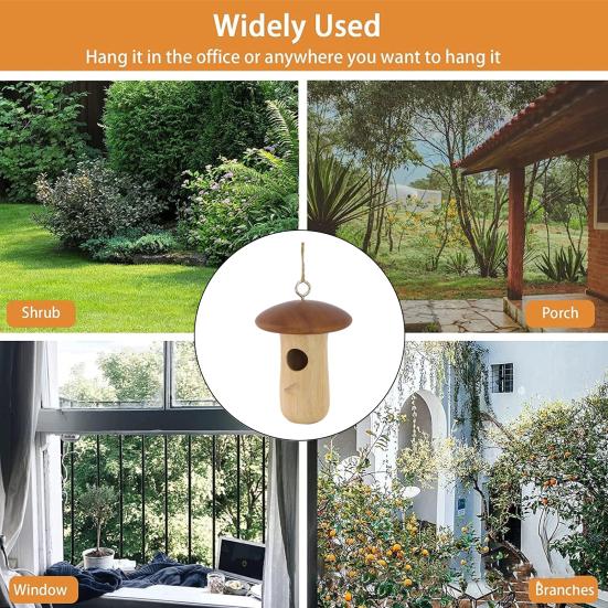 Hummingbird House Natural Wooden Hummingbird Nesting House Handcrafted Outside Hanging Bird House