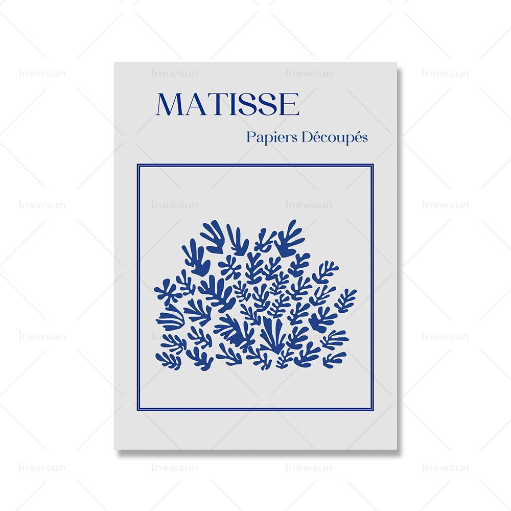 Modrý tisk Matisse Abstraktní nástěnné umění Plakáty a tisky Květinové plátno Obrazy na zeď Obývací pokoj Domácí dekorace