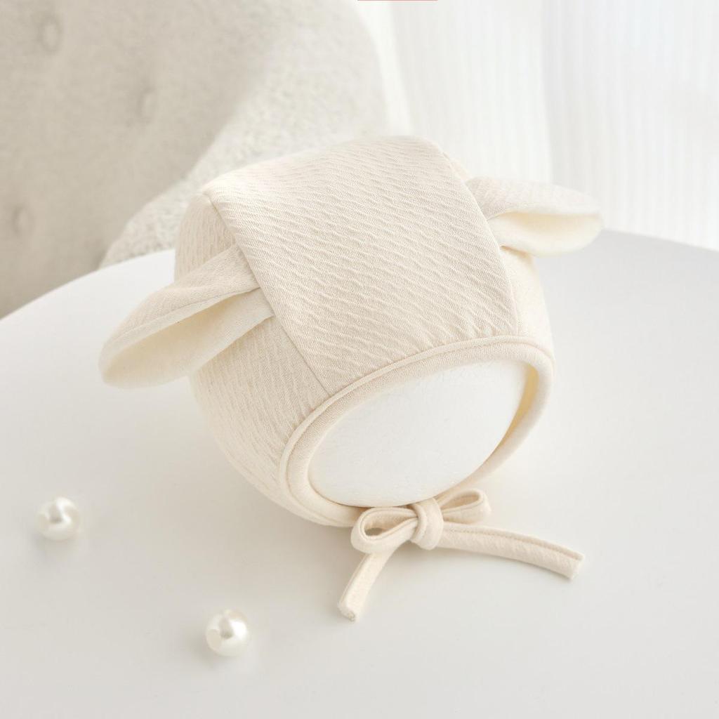 Jingqi Cute Newborn Ear Protection Tie-On Hat for Autumn and Winter.