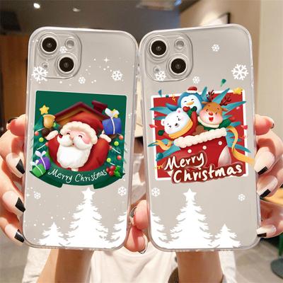 Clear Case For Apple iPhone 14 11 13 12 Pro 7 8 Plus XR X XS Max 6 6S 13Pro Silicone Phone Cover Christmas Cartoon Snowman