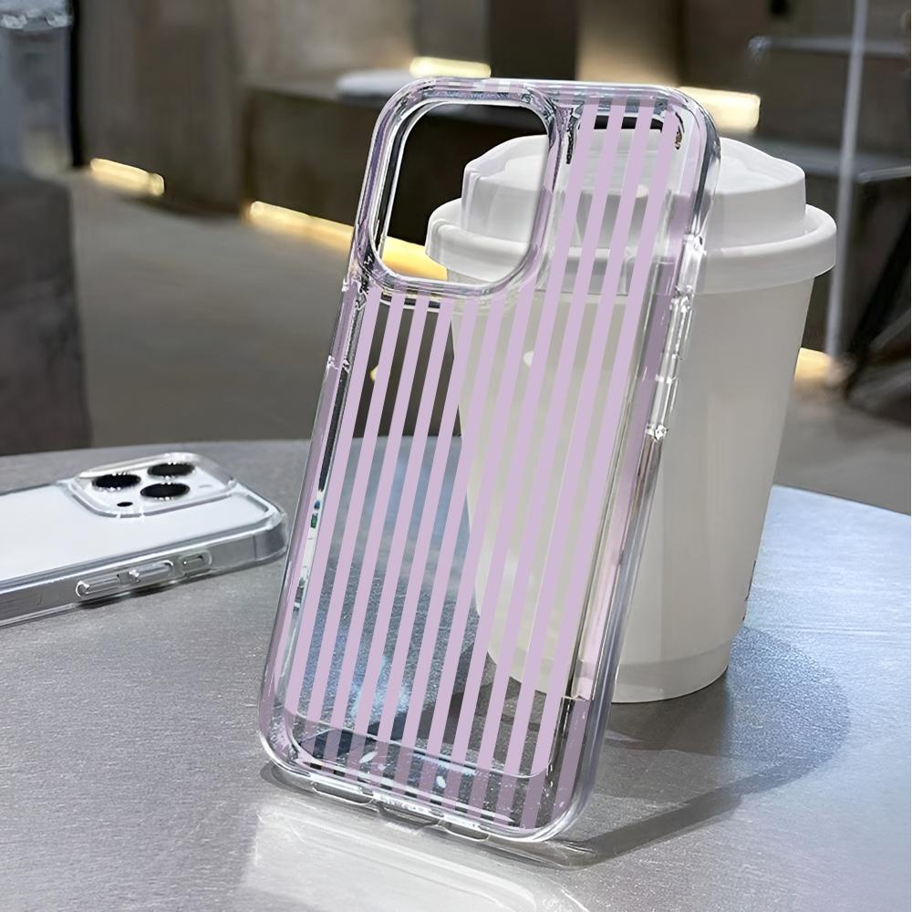 purple stripes Silicone Phone Case For iPhone 13 Pro Max 16 15 Pro 14 13 12 11 14 Plus 17 Air Transparent Funda Cover