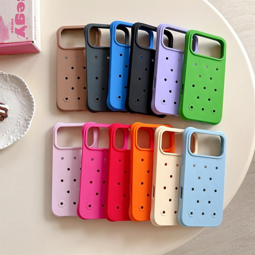 For iPhone 17 Pro Case with Multi Holes Four Corners Shockproof Silicone + PC Phone Back Cover