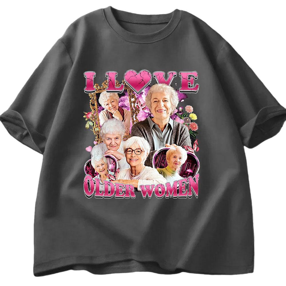 I Love Elderly Womens Fun Meme Tshirt 2026 Summer Mens Womens Casual Cotton Fashion Humorous Oversized Tshirt Street Wear