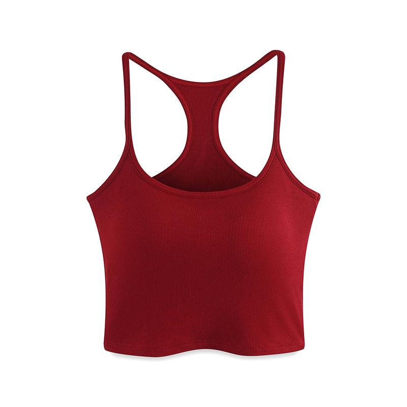 White Cropped Strappy Top with Built-in Bra Pads - No Bra Needed, Versatile Women's Vest