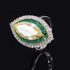 Luoxi Temple 925 Sterling Silver Ring with 6x13 High Carbon Marquise-Cut Diamonds Comparable to Yellow Diamonds - New Arrival.