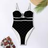 Modischer Damen-Badeanzug, Farbe, Ausgeschnittenes Design, Bauchbedeckend, Schlankmachender Bikini, Europäische Und Amerikanische Bademode.