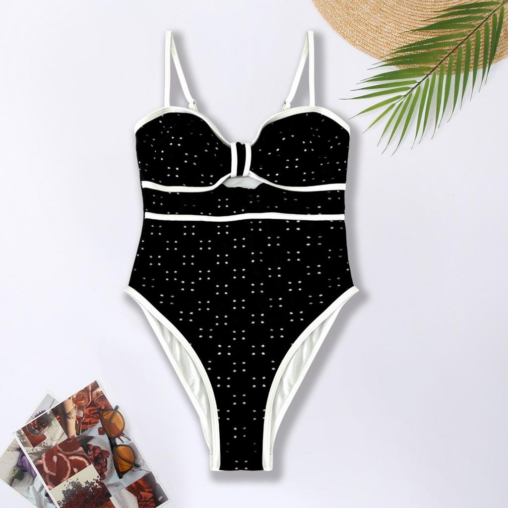 Modischer Damen-Badeanzug, Farbe, Ausgeschnittenes Design, Bauchbedeckend, Schlankmachender Bikini, Europäische Und Amerikanische Bademode.