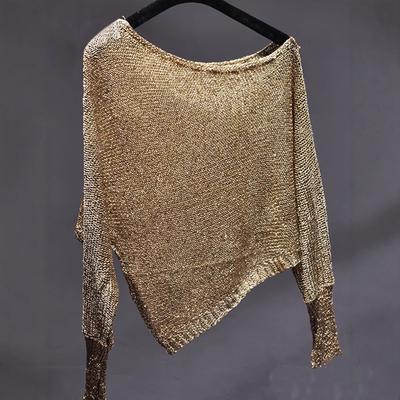 Spring Summer Women's Hollow Out Crochet Knit Top Round Neck Flared Sleeve Sun Protection Long Sleeve Sweater