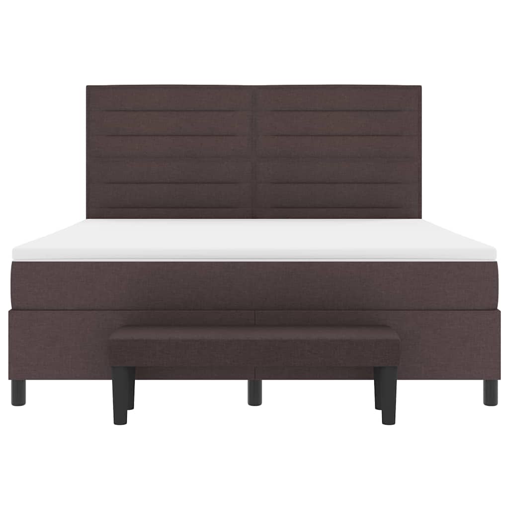 Box Spring Bed with Headboard Dark Brown 180 X 200 Cm Fabric
