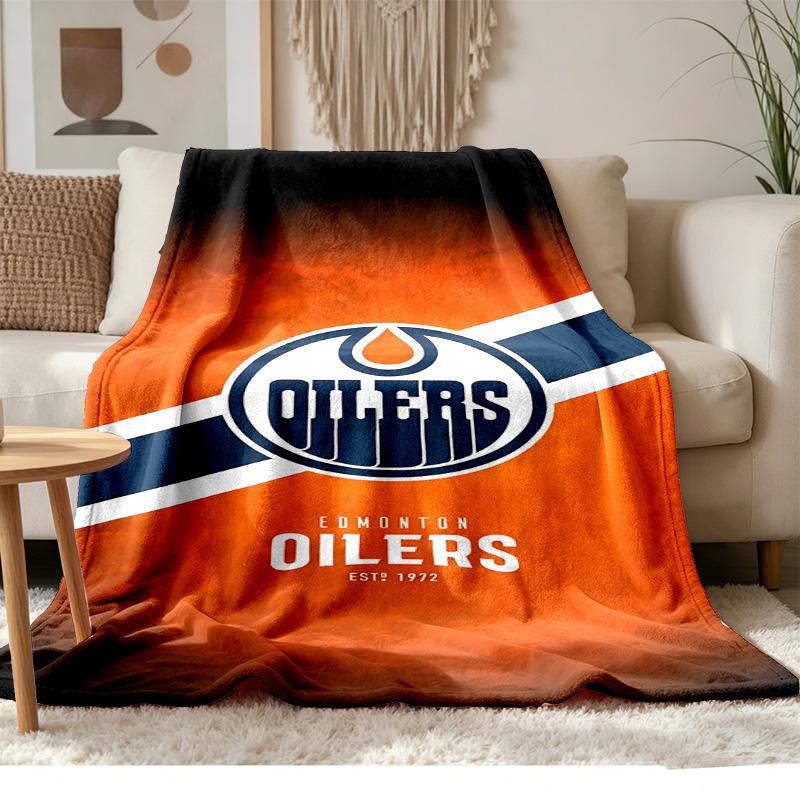 Edmonton Oilers Soft and Comfortable Flannel Suitable for Sofas Living Rooms Outdoor Camping Travel and Also Makes a Great Anniversary Gif