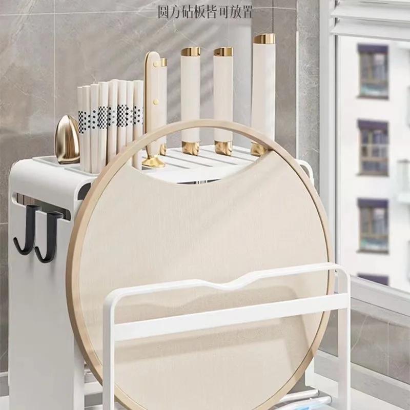 Luxury Acrylic Wall-mounted Knife Rack Chopsticks Scissor Cutting Board Storage Shelf Desktop Multi-functional Kitchen Organizer
