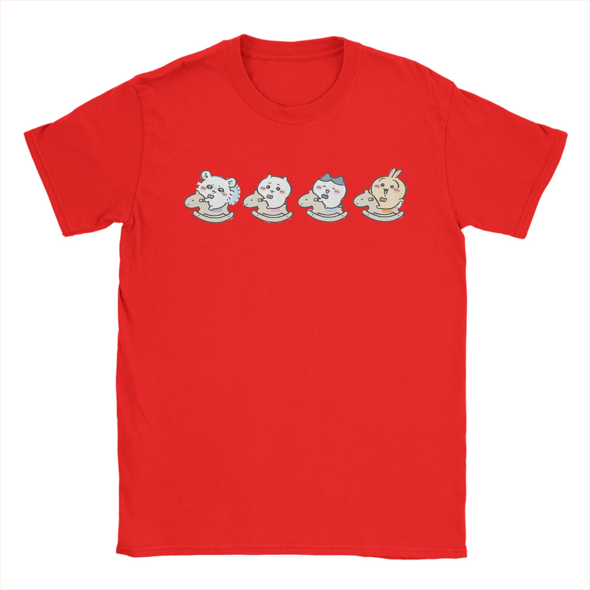 

Vintage Chiikawas TShirts Men Round Collar Pure Cotton T Shirts Short Sleeve Tee Shirt Birthday Present Tops S