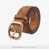 Unisex Handmade Retro Genuine Leather Belt with Solid Copper Pin Buckle