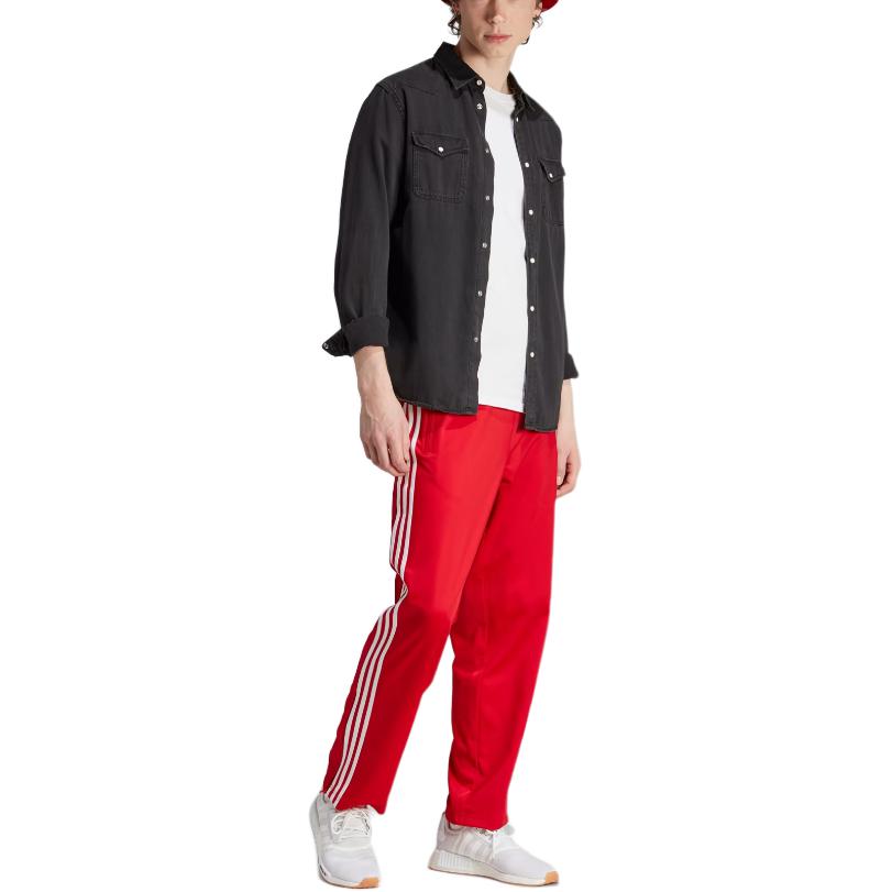 Adidas Originals Firebird Classics Three Stripe Color Block Retro Sports Knit Pants Men Bottoms Crimson IJ7057
