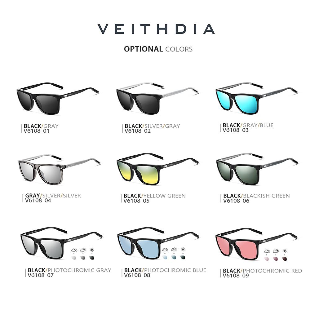 VEITHDIA zīmola Saulesbrilles Unisex Retro Aluminum+TR90 Saulesbrilles Polarized Lens Vintage Eyewear Saulesbrilles Vīriešiem/Sievietēm 6108