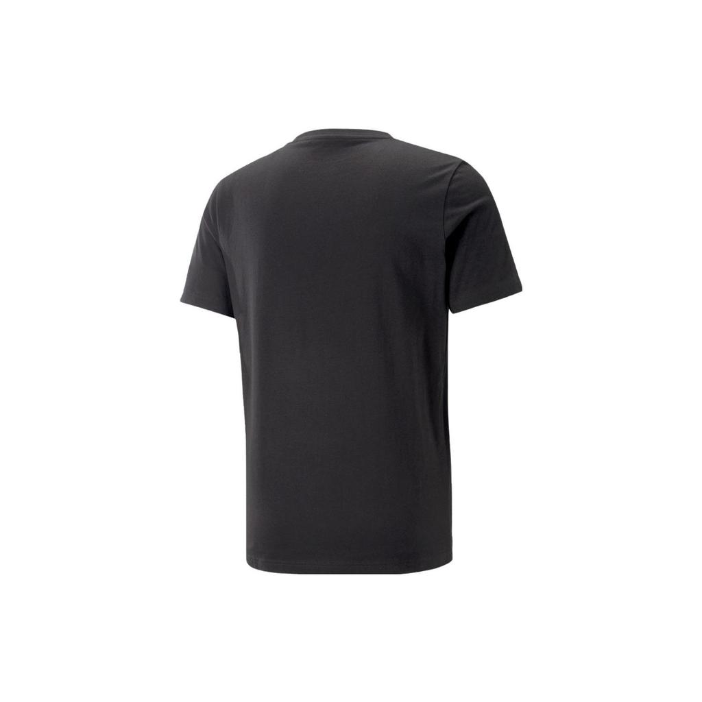 Puma Bokstavtrykk Vintage Amerikansk Rund hals Løs Kortermet T-skjorte med Nedskåret skulder Herretopper Svart 675688-01