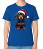 Dachshund Dog Santa Hat Unisex T-Shirt Merry Xmas Men Ladies Top Christmas Tee
