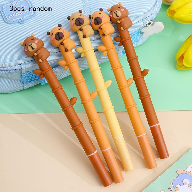

Gift Office Supplies Kapibala Bamboo Gel Pen Student Soft Glue Cute Learning Kawai Stationery High Value Exam Question Signature