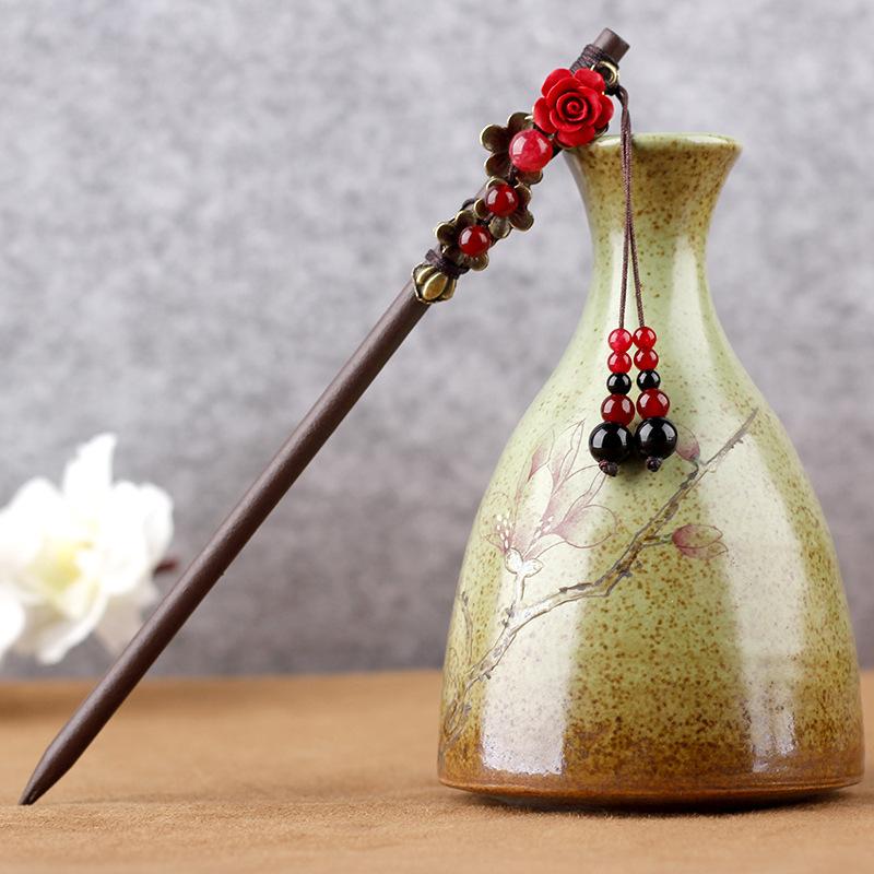 Retro Walking Hairpin, Ancient Hanfu Fringed Headdress, Hairpin, Court Classical Disc Hair, Wooden Hairpin, Hair Accessories